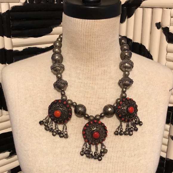 Vintage Jewelry - Vintage Hippie Boho Jangly Silver Necklace